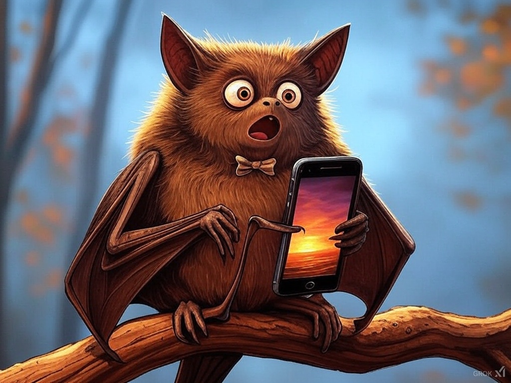 Just another night of flying and swiping through pics on my smartphone. Even us nocturnal creatures need a bit of downtime! 🦇📱 #BatLife #NightOwl #TechSavvy