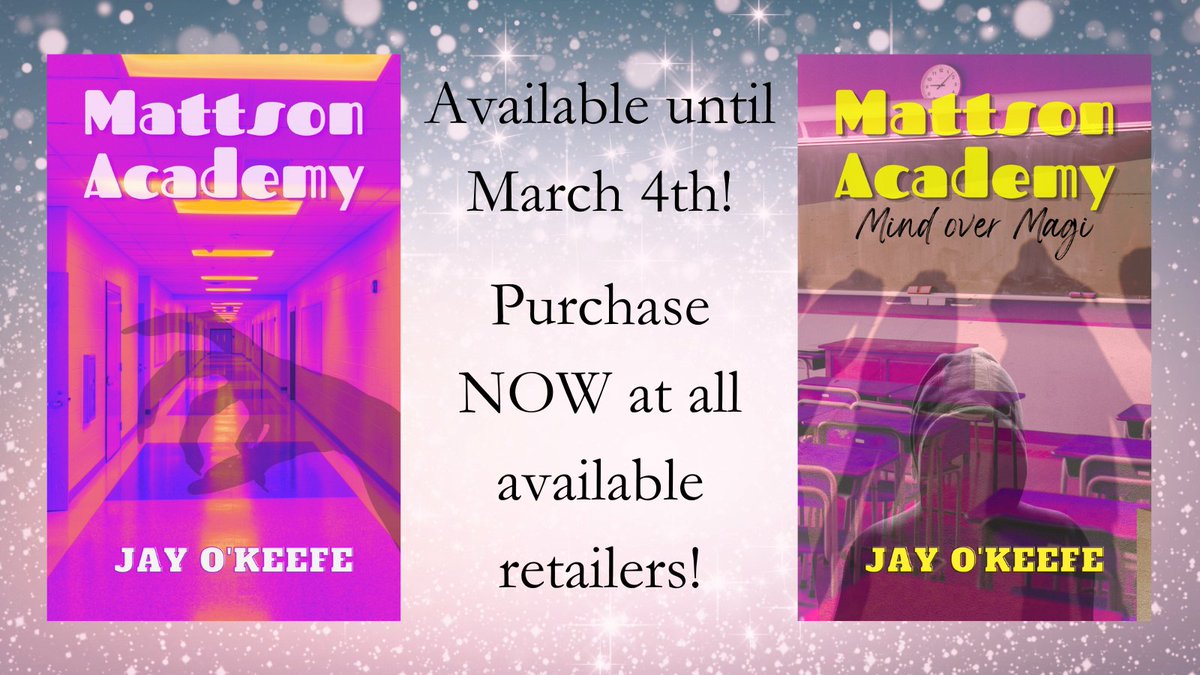 Just a few days left to purchase the Mattson Academy series before it goes out of print!!
Available at ALL major retailers.
Buy NOW and support the author, Jay O'Keefe <a href="/writes_jo/">JO Writes and Draws (COMMS OPEN)</a>!
#ReadingCommunity #readerscommunity #readers #booktwt #BookTwitter #BooksWorthReading