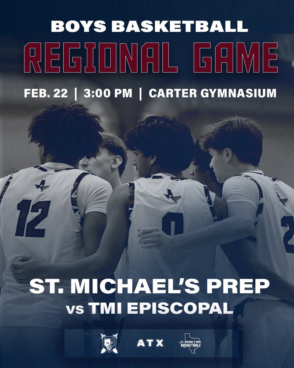 Boys basketball HOME REGIONAL GAME this weekend! ⬇️⬇️

🗓️ Saturday, February 22
⏰ 3:00 pm
👥 TMI Episcopal 
📍 SMP Carter Gym

🔗 smprepwarriors.com/broadcasts

#smprepwarriors