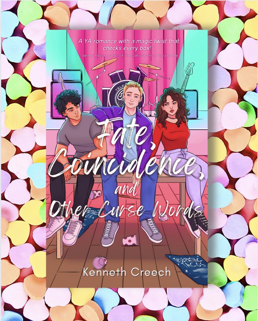 KBCreech_'s tweet photo. Fate, Coincidence, and Other Curse Words will make you laugh, swoon, and maybe scream into a pillow. It’s got:

💫 A swoony, slow-burn romance
🎭 The chaos of figuring out who you really are
💖 Found family &amp; all the feels
Grab your copy or request it from your local library! https://t.co/ZbJbk8G5b6