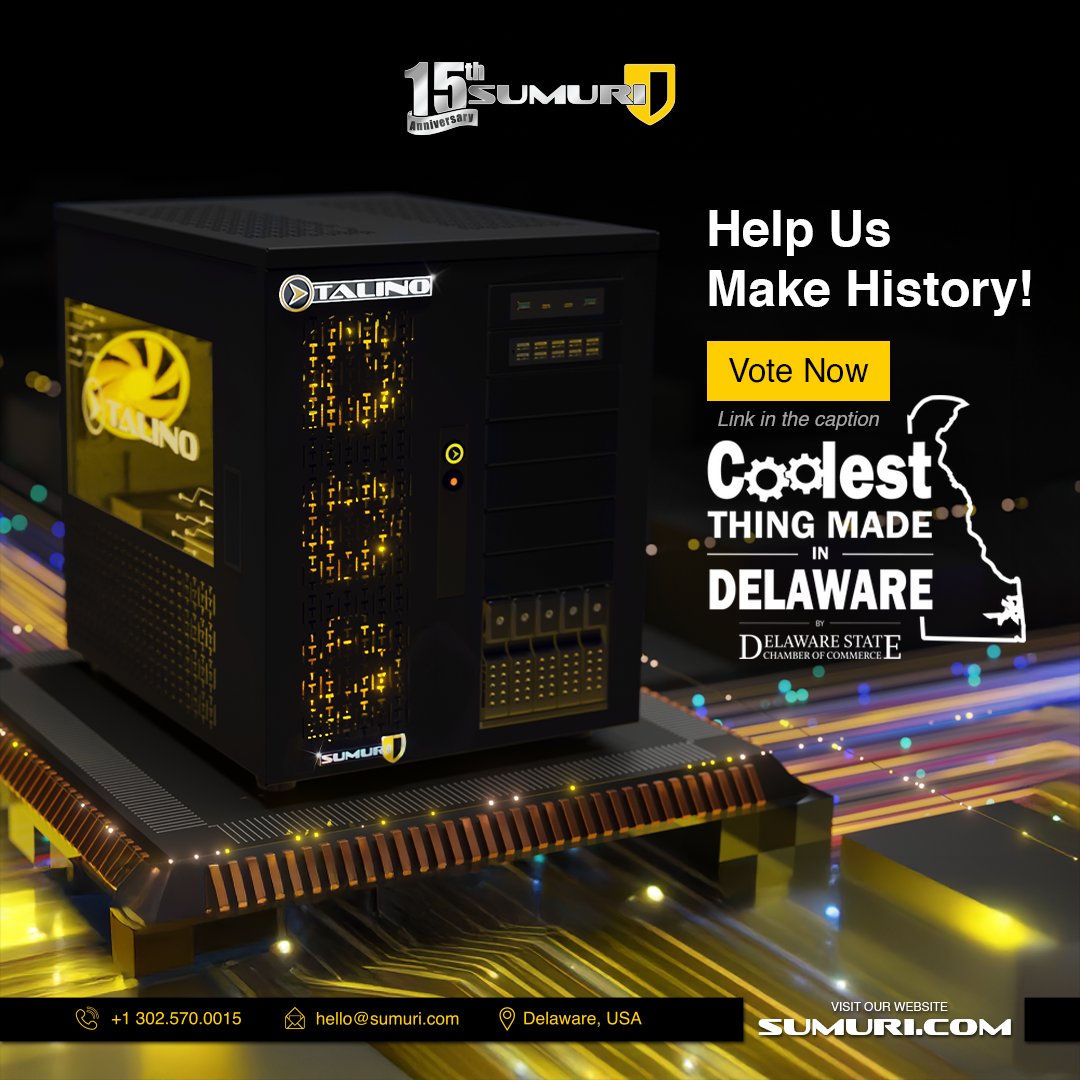 SUMURIForensics's tweet photo. Help Us Make History! We’re competing in The Coolest Thing Made in Delaware and showcasing the power of our TALINO Workstations in the digital forensics world.
Your vote can make all the difference.
Vote Now: https://t.co/gh6GaBjJCj
#TALINO #CoolestThingInDelaware https://t.co/pNulvUy20W