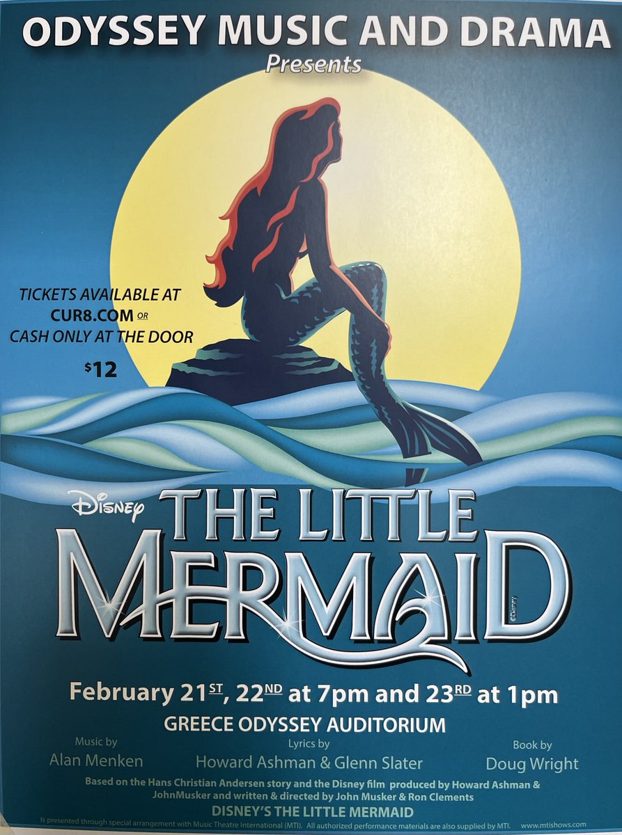 ⁦Don’t miss The Little Mermaid <a href="/GreeceOdyssey/">Odyssey Academy</a>⁩ this weekend! ⁦<a href="/GreeceCentral/">Greece Central</a>⁩