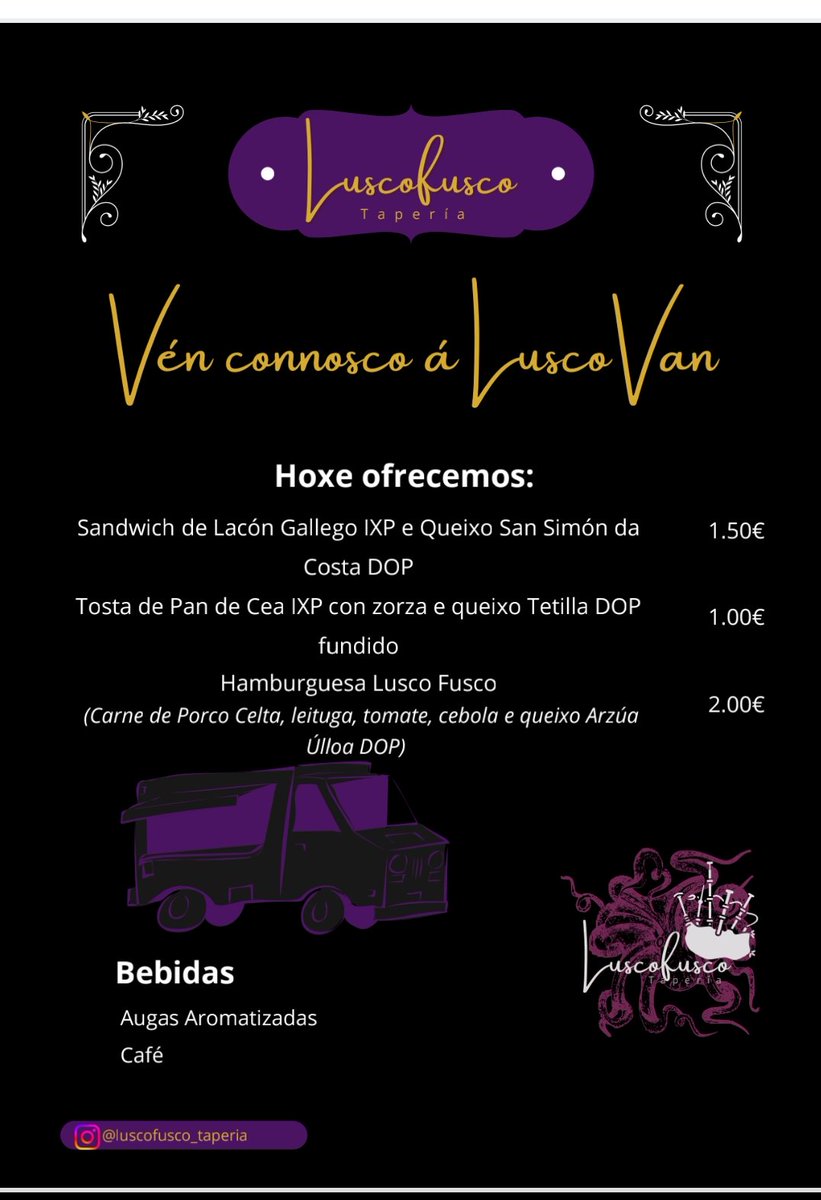 profesorFP's tweet photo. O equipo da alumnos da "Tapería Lusco Fusco" aposta forte para o proxecto final de empresa pola materia prima galega de calidade diferenciada. Tanto na gastroneta PonteVan como na comida ora levar a domicilio ou no restaurante gastronómico.
#FormaciónProfesional
#DirecciónCociña https://t.co/qqbVdtimKK