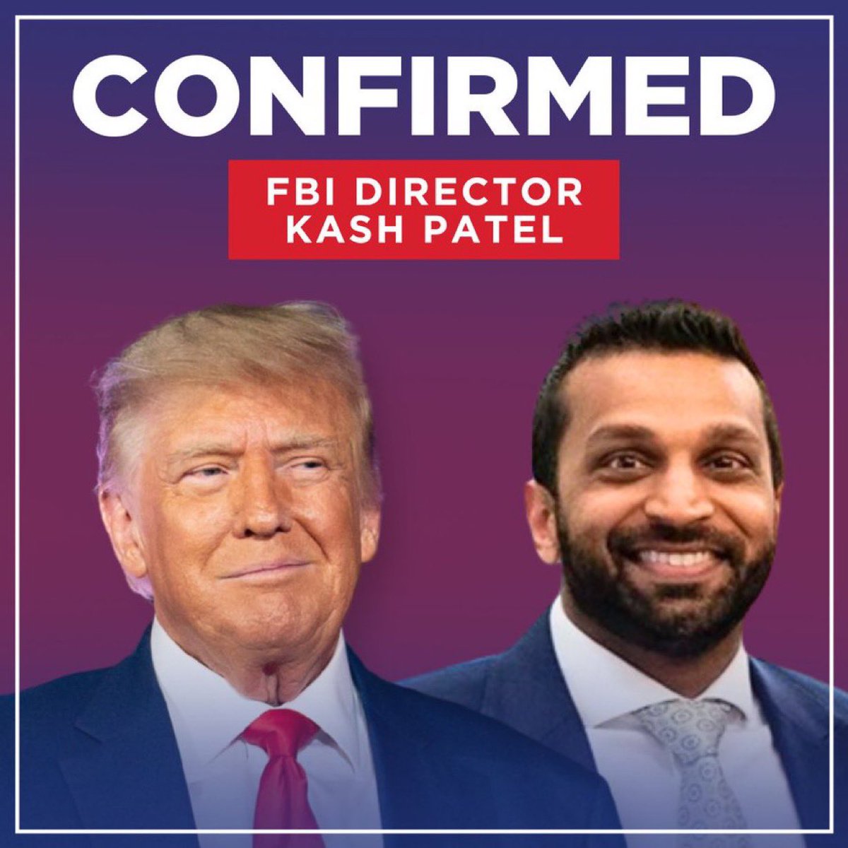 NVGOP's tweet photo. Congratulations to our very own Nevadan, Kash Patel, on his confirmation to the FBI! Your hard work and dedication have truly paid off, and we couldn't be prouder. Through all the trials and tribulations, you have shown resilience and commitment to serving our country. We look forward to seeing you excel in this important role! 🇺🇸