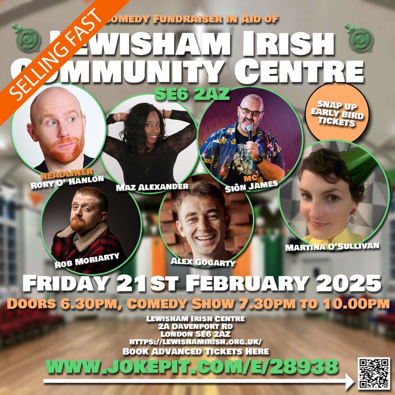 Join us on Friday for a fun packed charity fundraiser comedy night to have a laugh and help raise funds for Lewisham Irish Community Centre! 

Get your tickets below 🎟️ 

jokepit.com/comedy-in/brom…