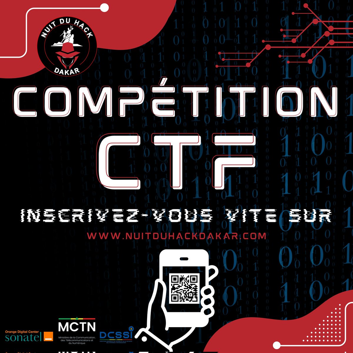 La Nuit du Hack Dakar CTF est là !
Si tu es prêt à relever des défis en cybersécurité et à tester tes compétences sur des énigmes techniques, inscris-toi dès maintenant pour ce CTF intense ! 💻
#Cyber221 #nuiduhackdakar