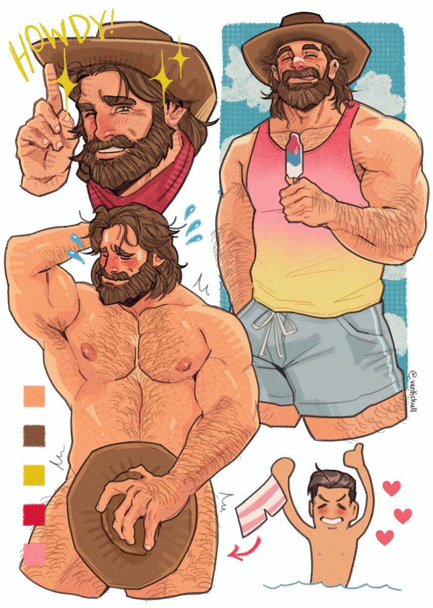 Anthony beach time! 🏖️🤠 Just received this stunning commission from the insanely talented <a href="/ventiskull/">✶</a>! Working with you was nothing but delightful, I couldn't ask for better. Thank you, and you'll definitely see me again when slots open, pardner. 🫶