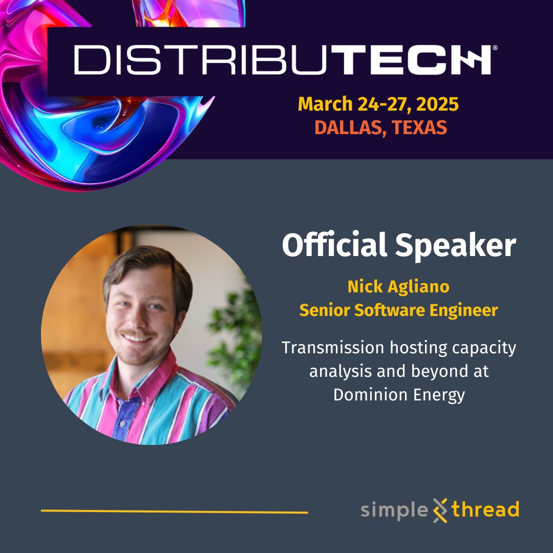 simple_thread's tweet image. Mark your calendars for @Distributech! This year, #Threadhead Nick Agliano is co-presenting with our friends at Dominion Energy. If you're in the #EnergyTech industry, this is a great conference to attend. Check it out ➡️ heyor.ca/6zZuQc
