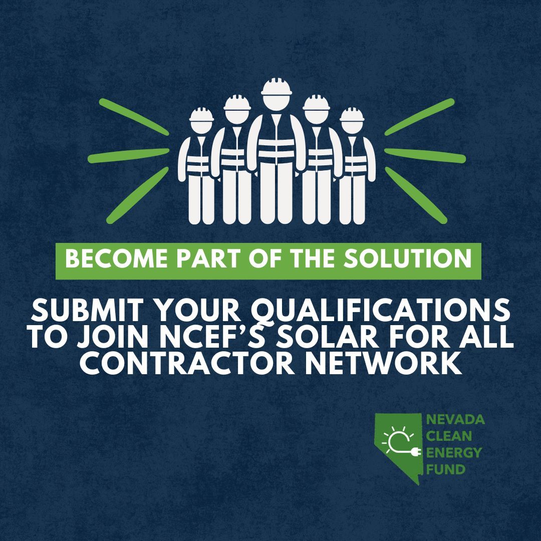 Licensed Solar contractors, it’s time to join our network and help bring solar access to underserved communities across Nevada. NCEF is actively looking for contractors able to partner on Solar for All projects. Read more here-> buff.ly/42ZWRr1