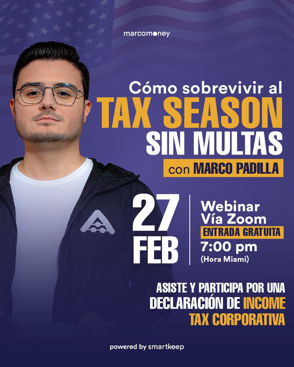 No te pierdas mi próximo webinar gratuito, donde te enseñaré todo lo que necesitas para sobrevivir al tax season sin multas.

 🎯 Fecha: 27 de febrero
 ⏰ Hora: 7 pm
 📍 Lugar: En vivo por Zoom (enlace en la bio).

Regístrate aquí, los cupos son limitados. lu.ma/gxfgoco1