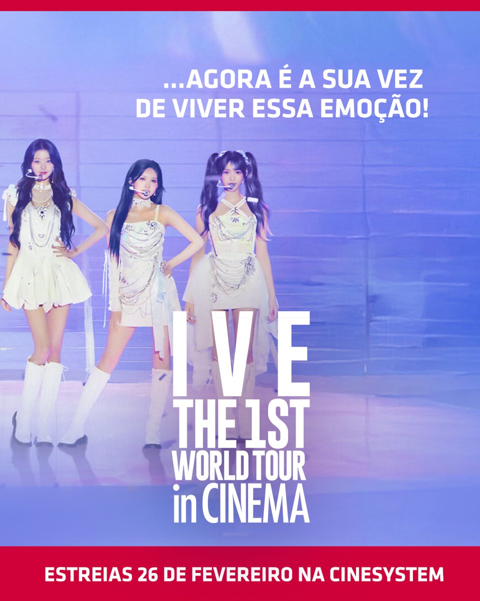 Preparado para viver essa experiência cheia de emoções? Garanta já seu ingresso e assista #IVEWorldTourInCinema, somente dia 26 de fevereiro na Cinesystem ✨​

Ingressos no link da bio. ​

#CinemaAlémDoFilme #VemAíNaCinesystem