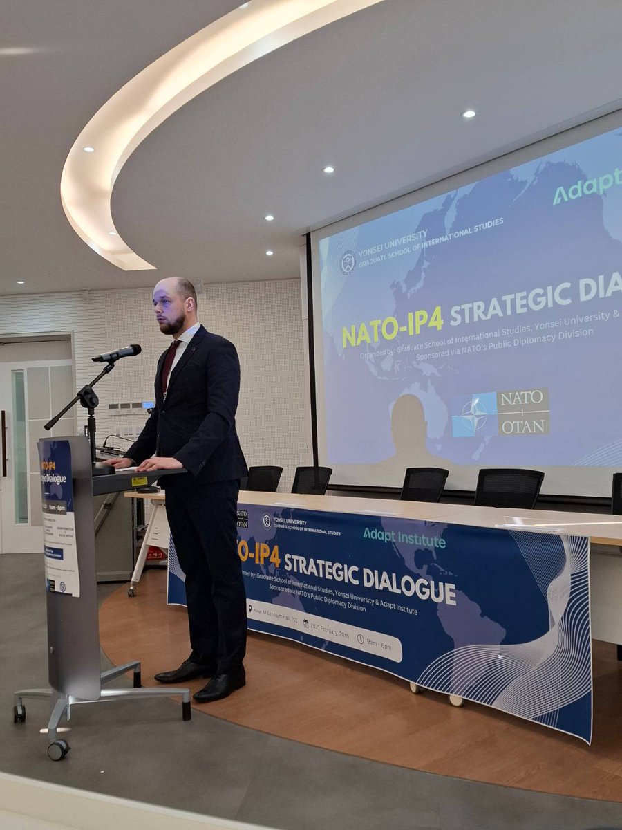 Our director <a href="/KandrikMatej/">Matej Kandrik</a> giving opening remarks at the MATO - IP4 Strategic Dialogue <a href="/yonseiunivon/">연세대학교</a> in Seoul, Korea.

<a href="/NATO/">NATO</a>
