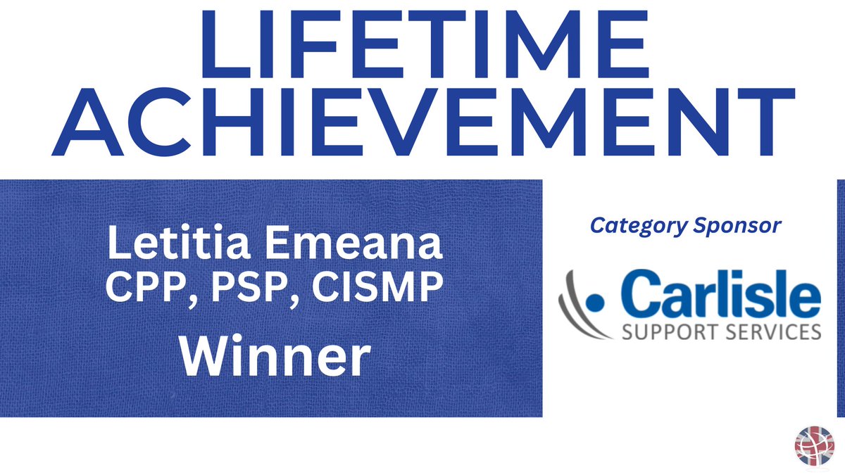 The OSPAs (@theospas) on Twitter photo Now we come to the highly prestigious Lifetime Achievement Award, sponsored by <a href="/carlislesupserv/">CarlisleSupServ</a> and the winner is Letitia Emeana CPP, PSP, CISMP!
Congratulations Letitia on being the first 2025 inductee into the Security Hall of Fame (securityhalloffame.com) 👏
#UK #OSPAs Now we come to the highly prestigious Lifetime Achievement Award, sponsored by <a href="/carlislesupserv/">CarlisleSupServ</a> and the winner is Letitia Emeana CPP, PSP, CISMP!
Congratulations Letitia on being the first 2025 inductee into the Security Hall of Fame (securityhalloffame.com) 👏
#UK #OSPAs