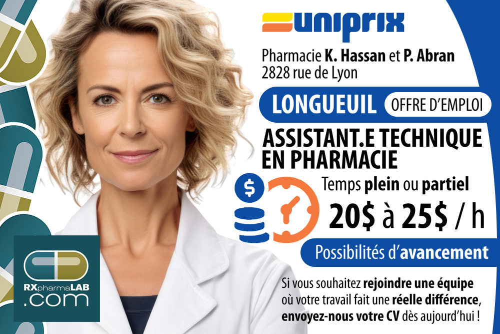 formatp's tweet image. Assistant/e technique en pharmacie #Longueuil visitez #Uniprix rxpharmalab.com/14904

#RXpharmaLAB Diffusez vos postes rxpharmalab.com/publier

@Uniprix_inc