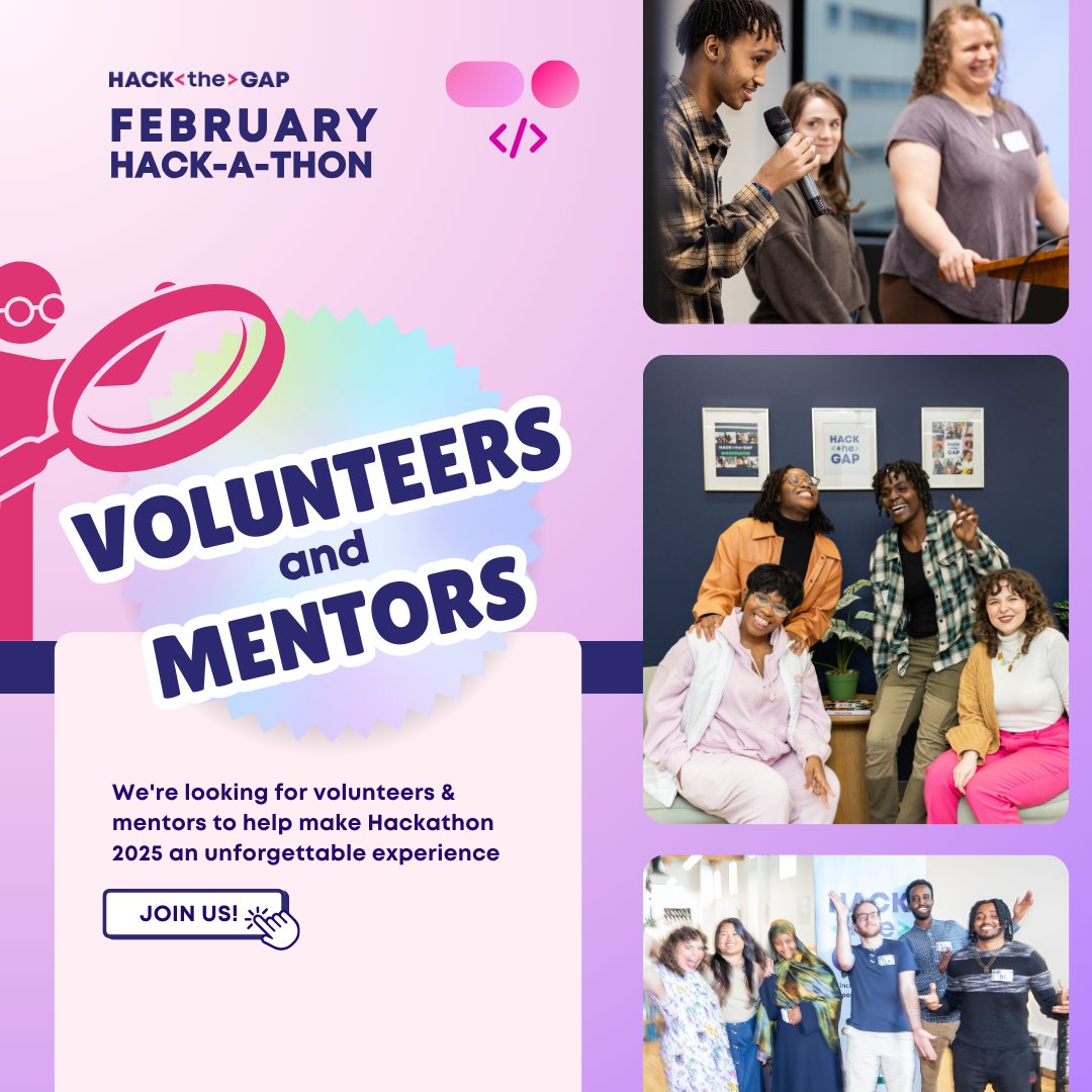 HackTheGap's tweet image. We&apos;re looking for Hackathon Volunteers &amp;amp; Mentors! 🎉

Volunteers: Help coordinate &amp;amp; keep the energy high! Mentors: Guide teams &amp;amp; shape innovative projects!
✅ 2-hour minimum commitment ✅ Be part of an inspiring tech community!
Sign up now! 👉 hackthegap.typeform.com/to/p5ket7jM
#HackTheGap
