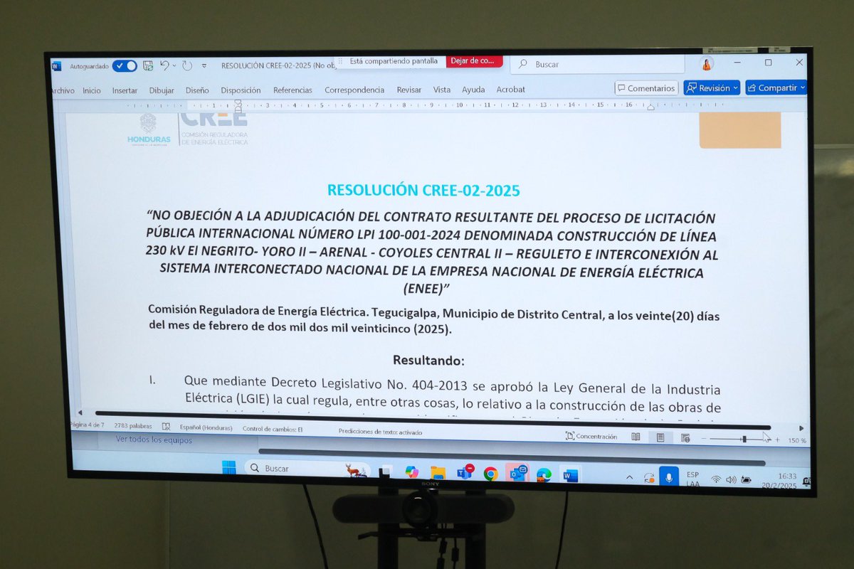 CREE_HONDURAS's tweet photo. El Directorio de Comisionados de la Comisión Reguladora de Energía Eléctrica (CREE) emitió la no objeción para la adjudicación de la Línea de Transmisión de 230 kV El Negrito, Yoro; Coyoles Central; Reguleto; y las subestaciones asociadas. https://t.co/ppA6t4Go7B