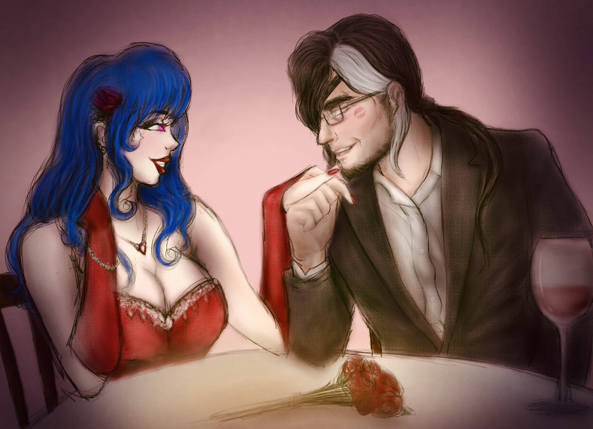 SinkingStyx's tweet photo. Old Professor x gorgeous waifu? I gotchu 
Mine and @KAZstarrVX’s comfort ship is my OC Seth and his OC Destiny 🤍💙 https://t.co/9Cj2iTj9M3