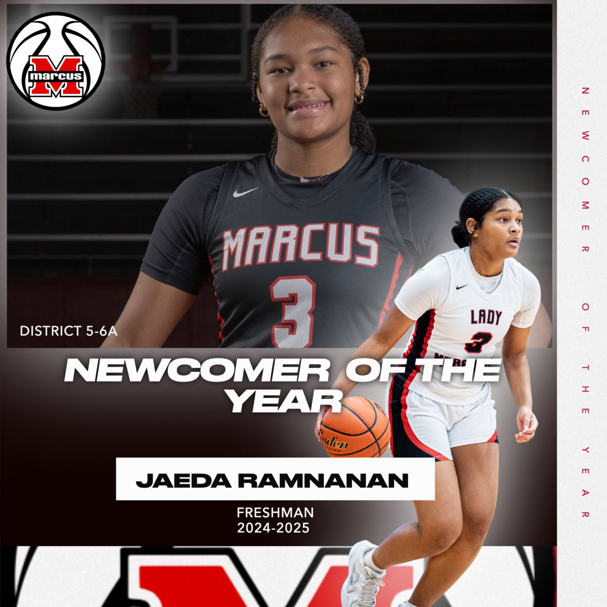 Lady Marauder Basketball (@marcusgbball) on Twitter photo Congrats to our freshman <a href="/jaedaramnanan/">Jaeda Ramnanan</a> for being this year's District Newcomer of the Year! ♥️🖤 Congrats to our freshman <a href="/jaedaramnanan/">Jaeda Ramnanan</a> for being this year's District Newcomer of the Year! ♥️🖤