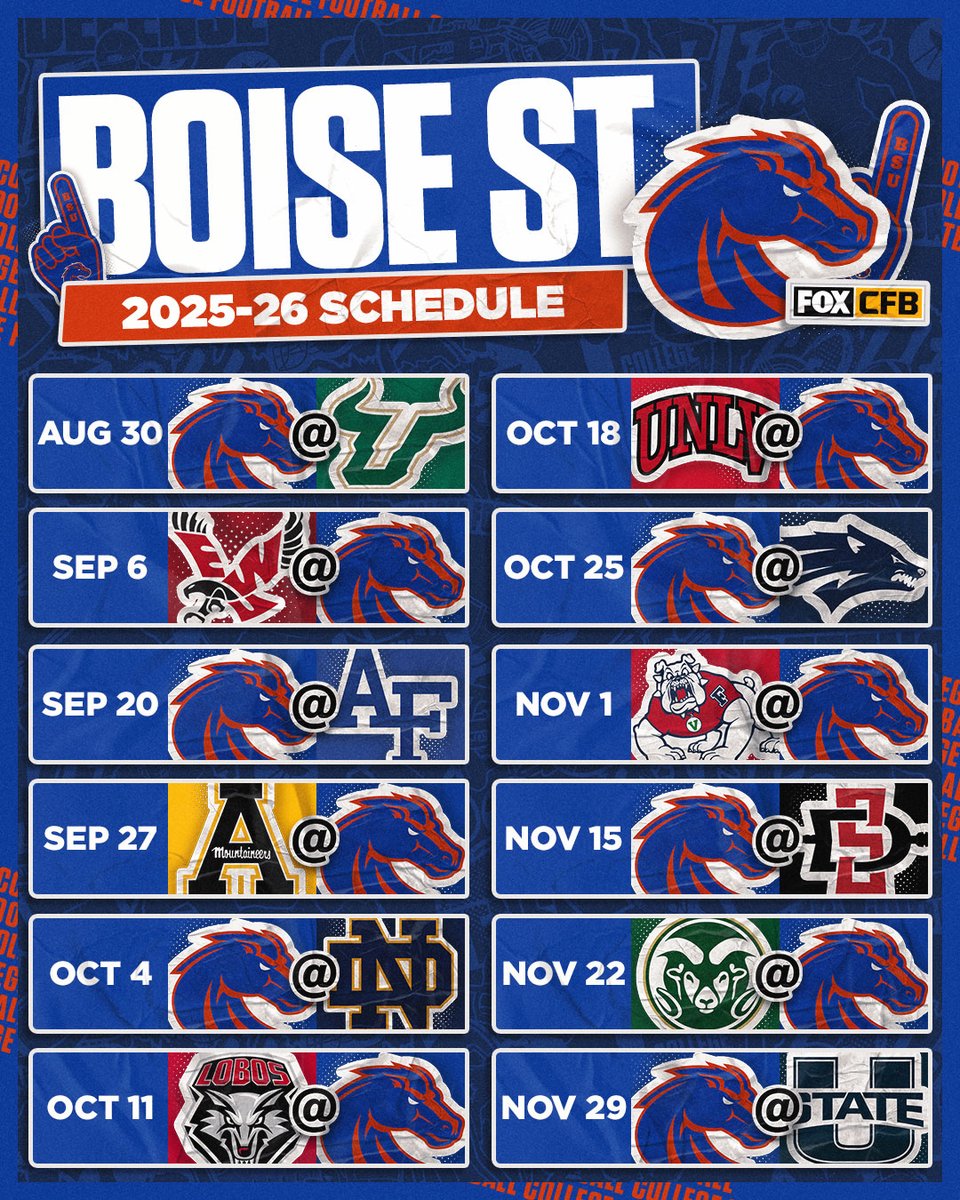 Mountain West football schedules are out! 🗓️👀

Here's who <a href="/BroncoSportsFB/">Boise State Football</a> takes on in 2025 ⬇️