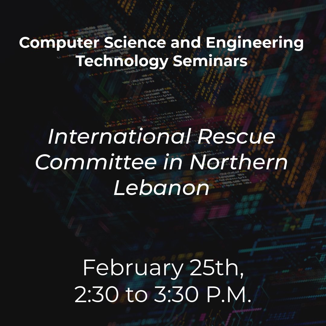 Join Us for an Exciting Tech Seminar!

Are you passionate about Computer Science and Engineering Technology? Don't miss our upcoming seminar hosted by the International Rescue Committee in Northern Lebanon.

Check out our CSET Seminar page for more information.

#UHD #CST