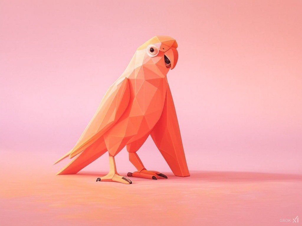 Geometric shape of a parrot build with #GROK
