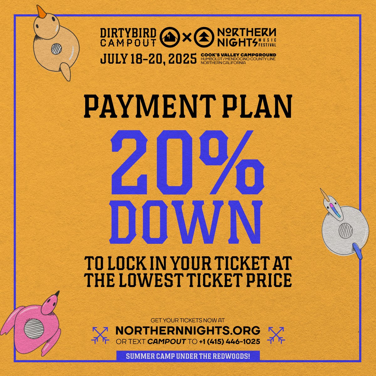 Secure your pass with our easy payment plan—just 20% down! 🏕️🌞
