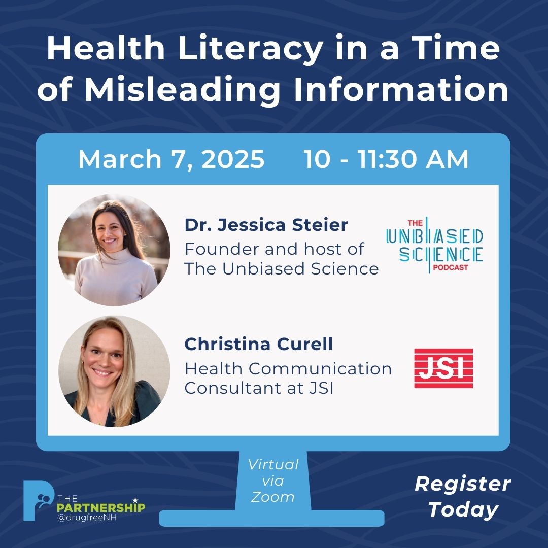 Public health communicators play a vital role in delivering accurate, up-to-date information while addressing myths and misconceptions.

Join us on March 7 for a critical conversation about health literacy. Register today: jsi.zoom.us/meeting/regist…

#ThePartnershipNH