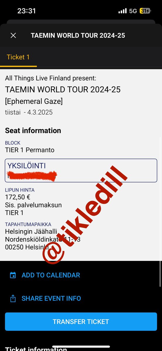 tikledill's tweet photo. Selling 1 x Tier 1 ticket for Taemin in Helsinki !! I need it gone asap as I can’t go anymore 🥲

Transfer + Bank transfer or PayPal only 

Please message me :3

#TAEMIN_WORLD_TOUR #taemin #TAEMINWORLDTOUR #taemininhelsinki #Taemintour https://t.co/DsJ14bOxge