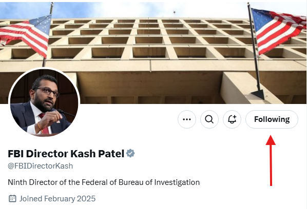 Eric Daugherty (@ericldaugh) on Twitter photo 🚨 BREAKING: FBI Director Kash Patel's 𝕏 account is up and running.
FOLLOW IT NOW: <a href="/FBIDirectorKash/">FBI Director Kash Patel</a> 🚨 BREAKING: FBI Director Kash Patel's 𝕏 account is up and running.
FOLLOW IT NOW: <a href="/FBIDirectorKash/">FBI Director Kash Patel</a>