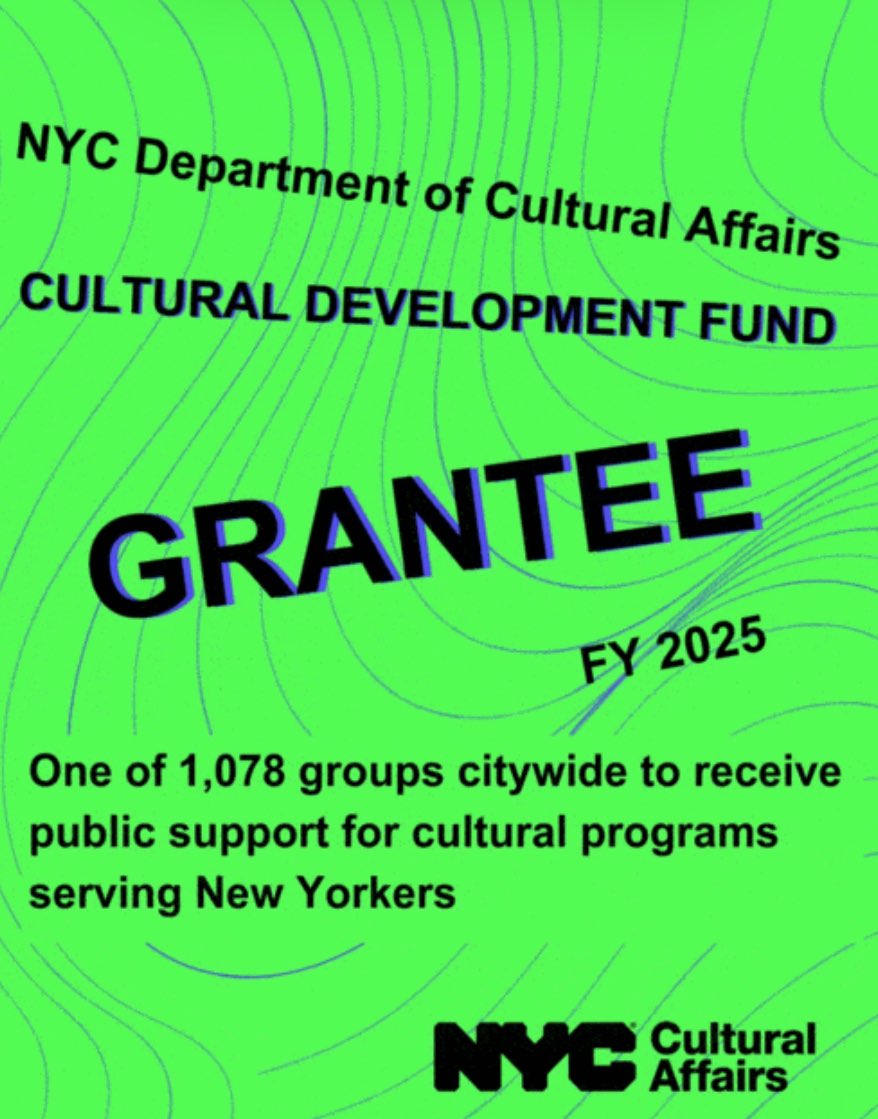 Exciting news: we’ve been awarded a grant through <a href="/NYCulture/">NYC Cultural Affairs</a>’s FY25 Cultural Development Fund!! As one of 1,078 groups across the city to receive a CDF grant, we’re proud to deliver arts programming that engages NYers and contributes to NYC’s extraordinary cultural landscape.