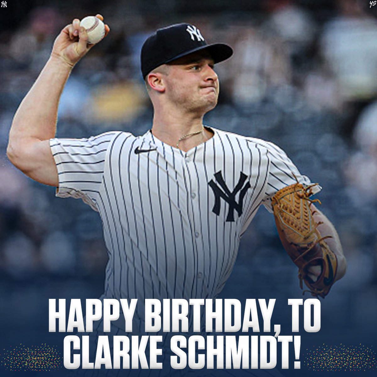 _yankeesource's tweet photo. Happy 29th Birthday to Yankees RHP Clarke Schmidt! Enjoy being 29, Clarke!! @ClarkeSchmidt #ClarkeSchmidt #RepBX https://t.co/fsHJeTuyw9