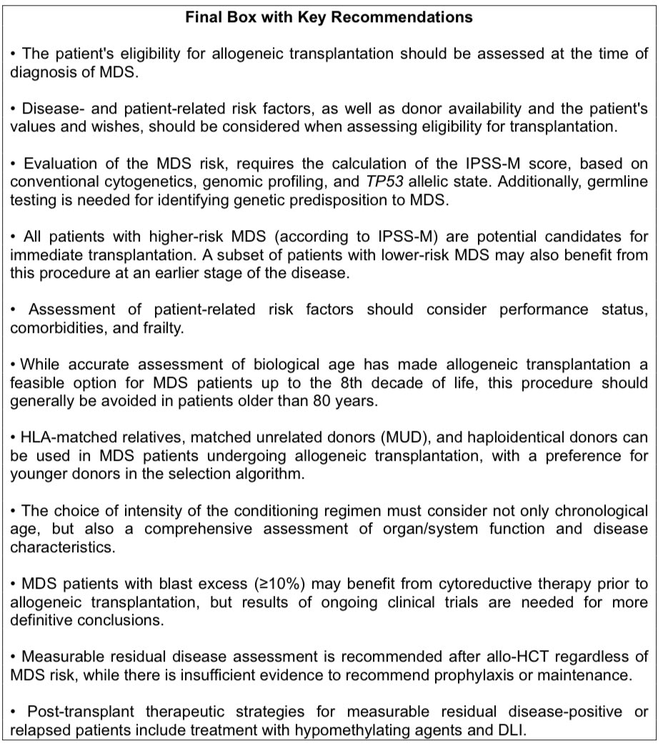 What an honor to present the updated recommendations for allo-HCT in MDS in our genomic era on behalf of an international panel and the <a href="/TheEBMT/">The EBMT</a>
Thanks everybody for such a prototypic example of collaboration and team work!
Highlights here👇
 ashpublications.org/blood/article/…