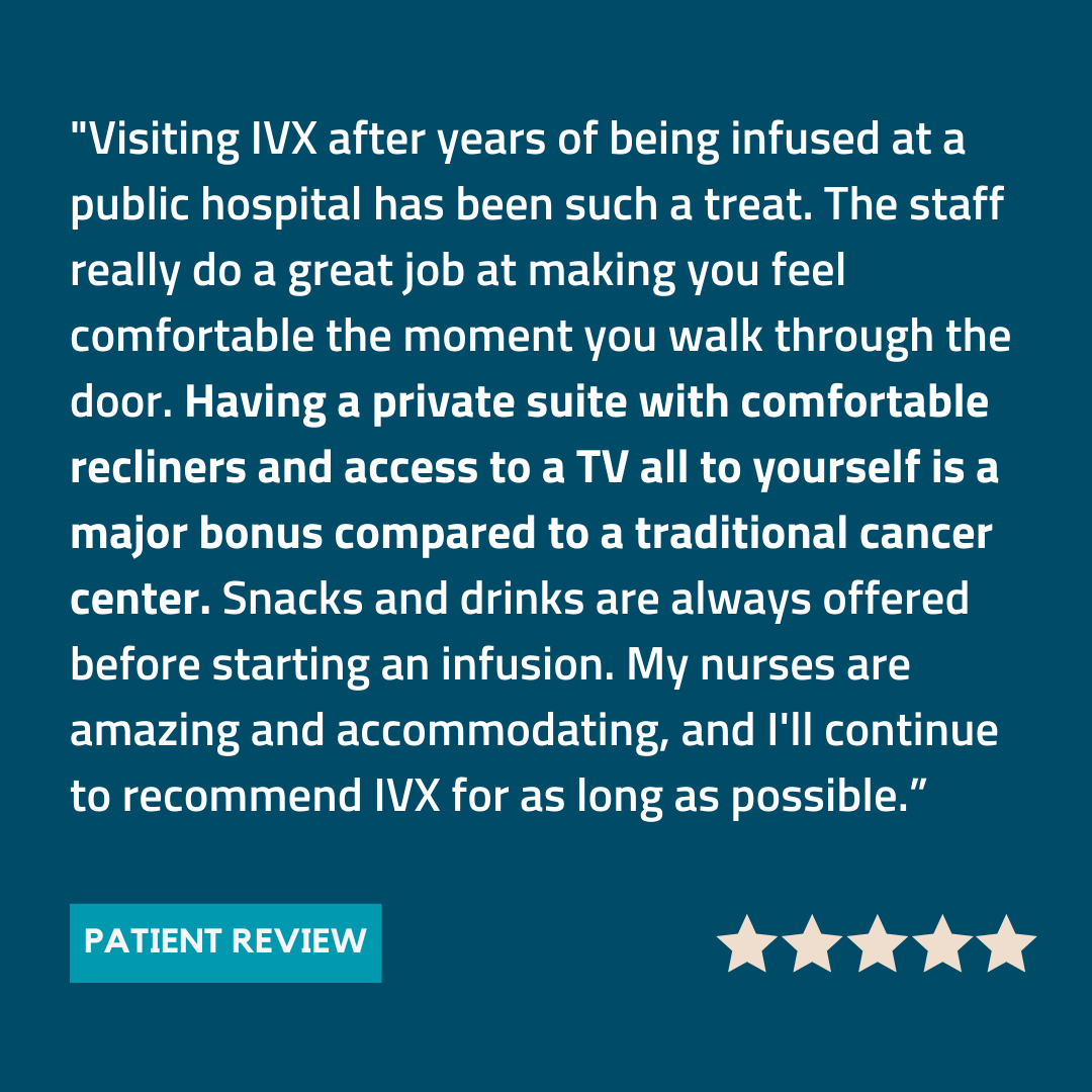 IVXHealth's tweet photo. We truly believe the infusion experience should be different for patients. Our freestanding infusion centers are intentionally designed with the patient in mind - equipped with friendly and caring clinicians, private suites, and other amenities to make you feel at home. https://t.co/FnzqNe5XYr