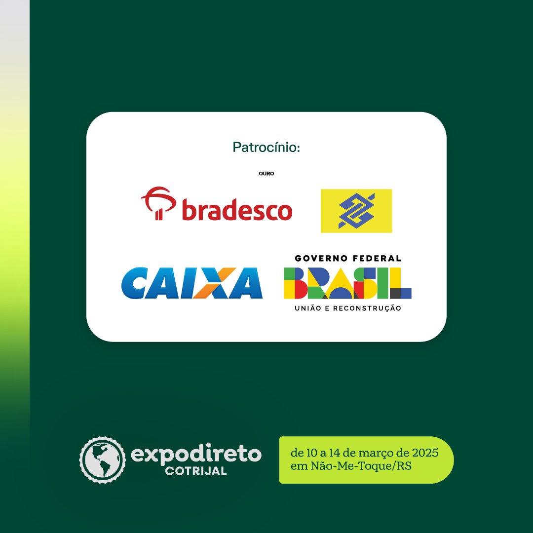expodireto's tweet photo. A Expodireto Cotrijal é um sucesso pq conta com parceiros q acreditam na força do campo e no futuro do agronegócio. Essa união gera inovação, conhecimento e desenvolvimento para todos.

#expodiretocotrijal #expodireto2025 #patrocinadores #agro #naometoque #riograndedosul #brasil https://t.co/bkQwXs7H6w