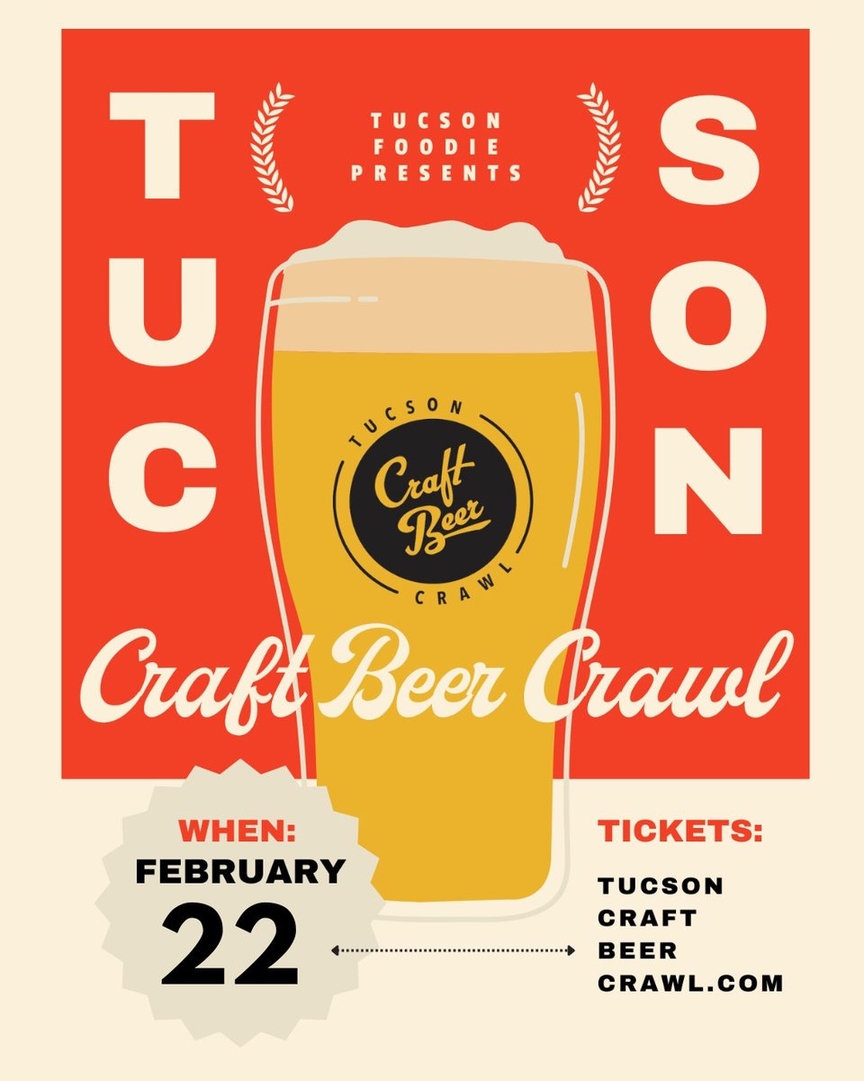 Join us for the @tucsoncraftbeercrawl with <a href="/tucsonfoodie/">Tucson Foodie</a> on Saturday 2/22 in Downtown Tucson. 🍻 The Barrio tent will be located at The Monica from 12-6pm. We'll be pouring Blonde, Rojo and Hop Graffiti.