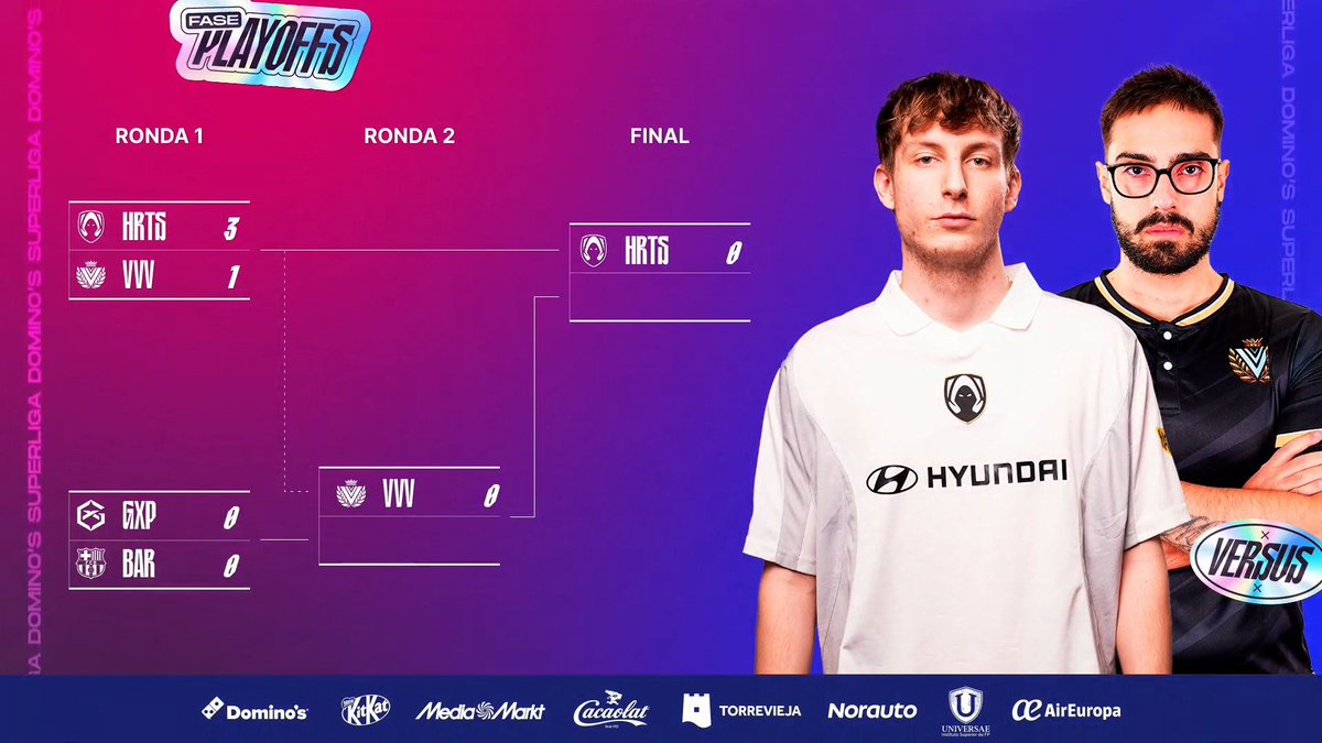 Así queda el bracket de playoffs con Los Heretics en la final y VVV bajando al lower 📉

¡Volvemos el martes con otro Bo5!

#SuperligaDominos