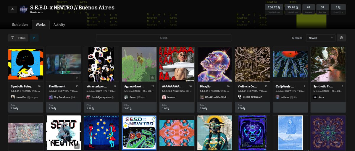 NewtroArts's tweet image. 𝚂.𝙴.𝙴.𝙳. 𝚡 𝙽𝙴𝚆𝚃𝚁𝙾 // 𝙱𝚞𝚎𝚗𝚘𝚜 𝙰𝚒𝚛𝚎𝚜 2025
This collection is on fire! 🔥 Artists from both communities keep joining this collaborative drop, celebrating the encounter between @SEED_dao &amp;amp; @NewtroArts. We share experiences, rethink our future and build a network…