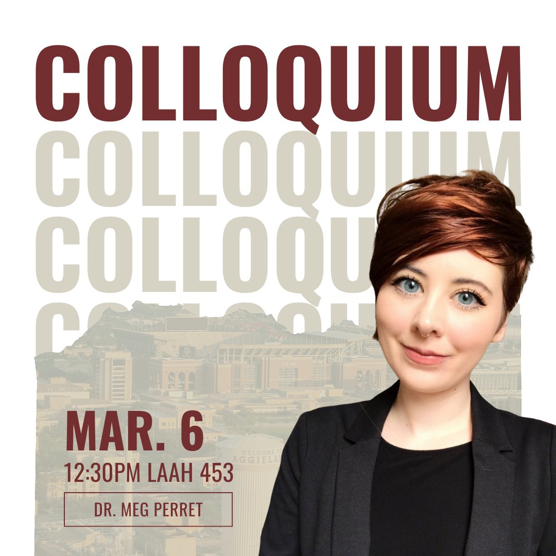 Join us March 6, for a colloquium led by Dr. Meg Perret!

This talk examines the entangled histories of conservation biology and militarization.

Learn more and add to calendar at: tx.ag/Qo3T3IC