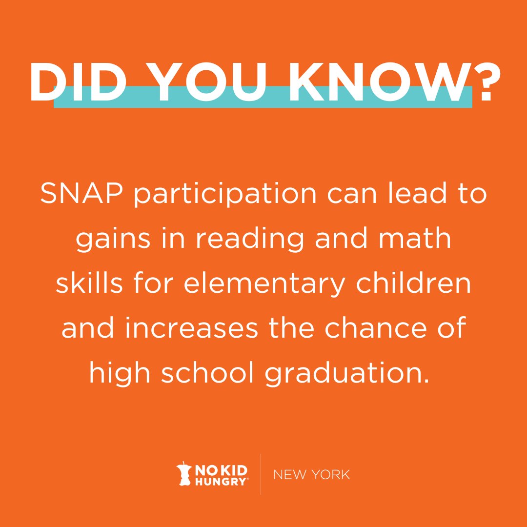 NoKidHungryNY's tweet image. Programs like SNAP and school meals work together to make sure that kids have access to three meals a day, 365 days a year. #ProtectSNAP