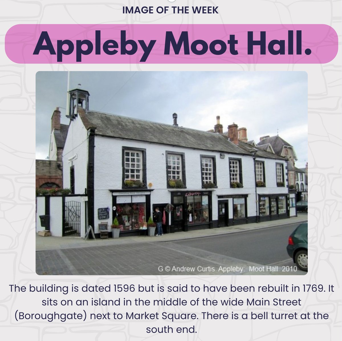 This weeks Image of the Week is Appleby’s Moot Hall.
Appleby‘s name derives from Apple Farm 🍎

see below and find out more at…
cumbriacountyhistory.org.uk/township/apple…