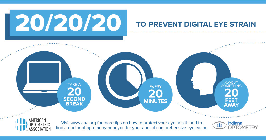 To help alleviate digital eye strain while reading on computers or digital devices, remember the 20-20-20 Rule: 
- Take a 20 second break 
- Every 20 minutes 
- Look at something 20 feet away 

For more information, visit lnkd.in/g-SdctaR