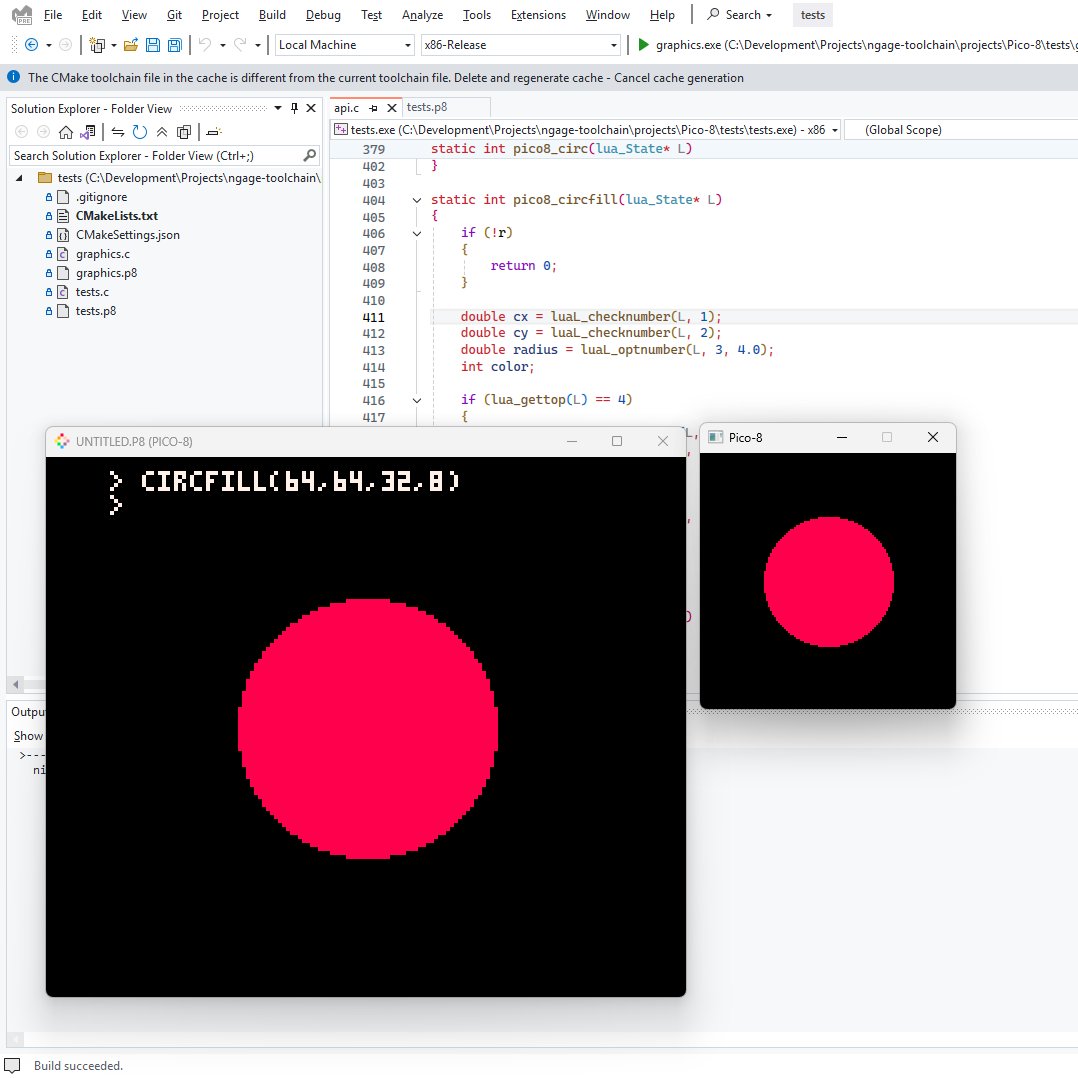 After struggling through the maths API, I'm finally getting started with the graphics API. However, PRs are still very much welcome and encouraged. So if you want to make a small contribution towards #Pico8 emulation on the Nokia N-Gage, I won't stop you. 🙃 #NGageSDK #RetroDev