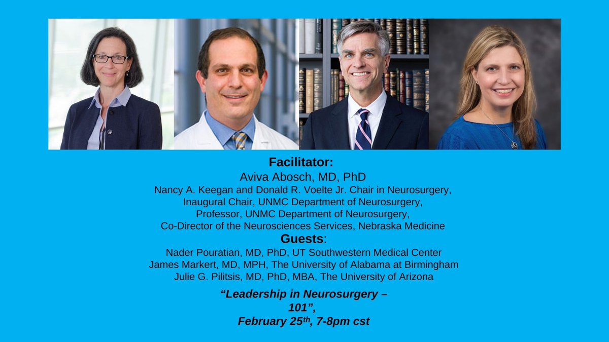 NRCDP_K12 (@nrcdp_k12) on Twitter photo Join us Tue, 2/25 for the 2025 NRCDP Webinar Series 1. Dr. Aviva Abosch <a href="/unmc/">University of Nebraska Medical Center</a> presents "Leadership in Neurosurgery - 101" with guests Dr. Nader Pouratian <a href="/UTSWMedCenter/">UT Southwestern Medical Center</a>, Dr. James Markert <a href="/UABHeersink/">UAB Heersink School of Medicine</a>, and Dr. Julie G. Pilitsis <a href="/UAZMedTucson/">UA College of Medicine – Tucson</a>.
bit.ly/489Gmbk Join us Tue, 2/25 for the 2025 NRCDP Webinar Series 1. Dr. Aviva Abosch <a href="/unmc/">University of Nebraska Medical Center</a> presents "Leadership in Neurosurgery - 101" with guests Dr. Nader Pouratian <a href="/UTSWMedCenter/">UT Southwestern Medical Center</a>, Dr. James Markert <a href="/UABHeersink/">UAB Heersink School of Medicine</a>, and Dr. Julie G. Pilitsis <a href="/UAZMedTucson/">UA College of Medicine – Tucson</a>.
bit.ly/489Gmbk