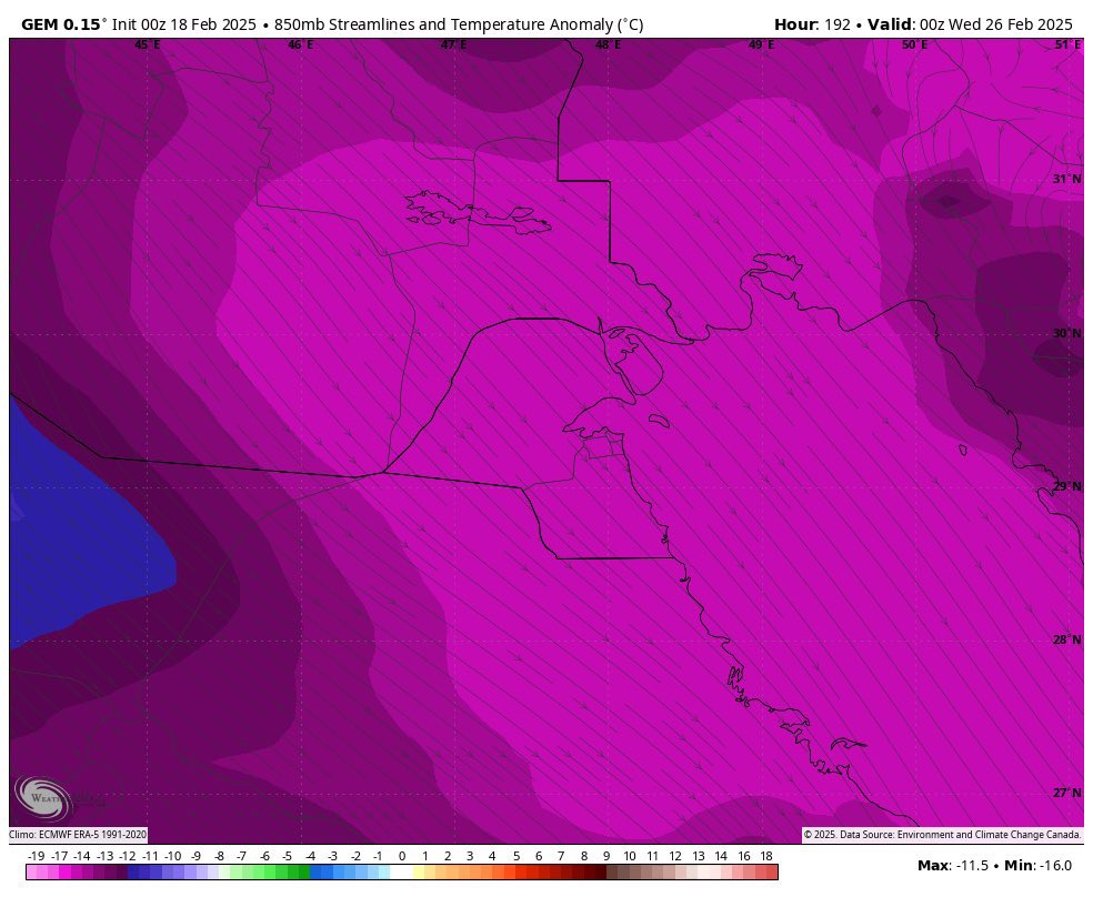خطوط الثلوج تعبر الكويت لاول مره منذ سنوات

- خط السماكة الثلجي Snow Thickness line 
سوف يؤثر على شمال #الكويت يوم الاثنين القادم بإذن الله تعالى الفرص ستكون مهيأة لتساقط الثلوج الخفيفة و الامطار الثلجية حسب المعطيات المبدئية الأولية 🌨❄