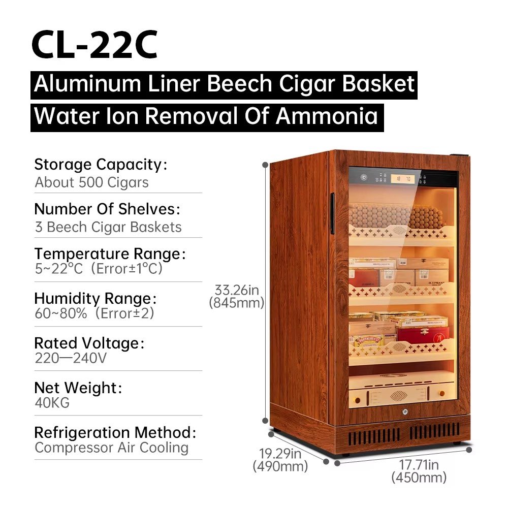 LACASASAVOR's tweet image. #مبرد #سيجار
, مرطب ومبرد مصنوع من #الخشب، متوسط الحجم يمكنه تخزين حتى 500 قطعة من #السيجار، مع التحكم الذكي لدرجة الحرارة والرطوبة - 20025