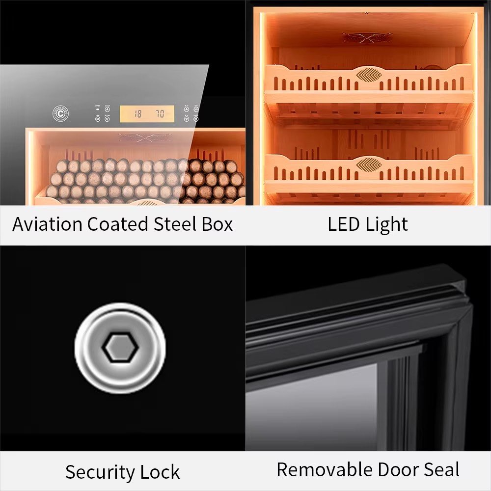 LACASASAVOR's tweet image. #مبرد #سيجار
, مرطب ومبرد مصنوع من #الخشب، متوسط الحجم يمكنه تخزين حتى 500 قطعة من #السيجار، مع التحكم الذكي لدرجة الحرارة والرطوبة - 20025