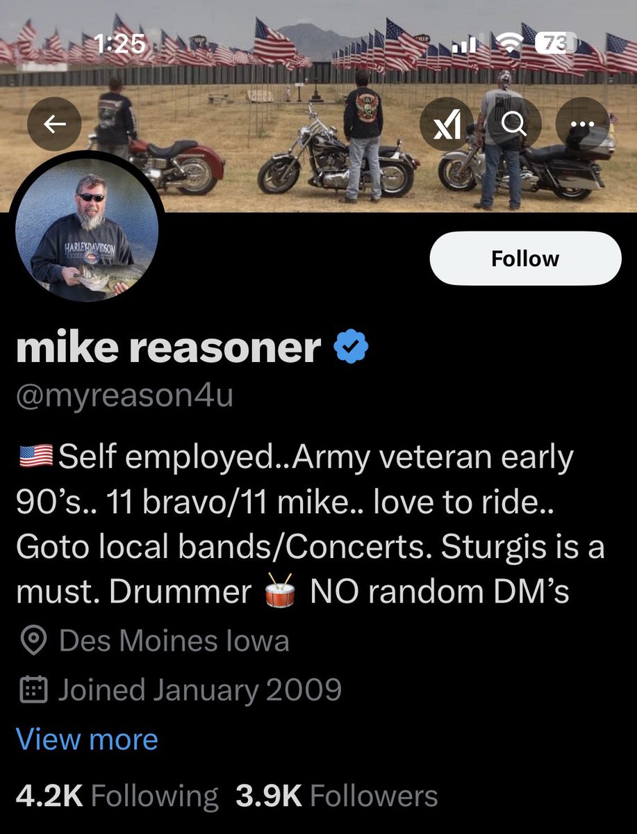 Please give <a href="/myreason4u/">mike reasoner</a> a follow and a repost or shoutout to show our gratitude for his service.

Army Veteran

Thank you for your service.  We appreciate you.