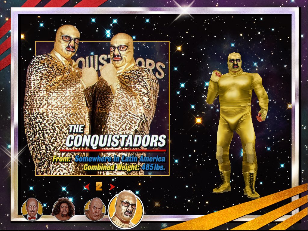 WWF LEGENDS #Challenge64’s first round of “secret characters” revealed. Lurking within Rumbles and Survival Mode - SIKA, GEORGE “THE ANIMAL” STEELE, &amp; CONQUISTADORS 1 &amp; 2!