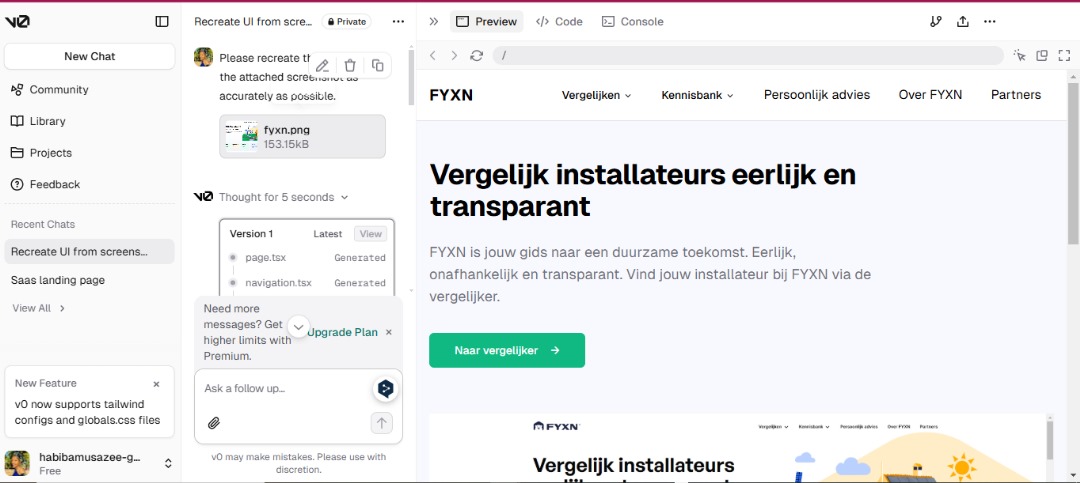 WitInMotion's tweet image. Tonight was my happy place 💪 thanks to #ALX_AiSK 

Spent the evening crafting with v0.dev and I&apos;m in love with the result. 

I was screaming when I put in a picture from a Dutch website and this app literally cloned it(like wtf 😱😱😱)

#v0dev #DashboardClone