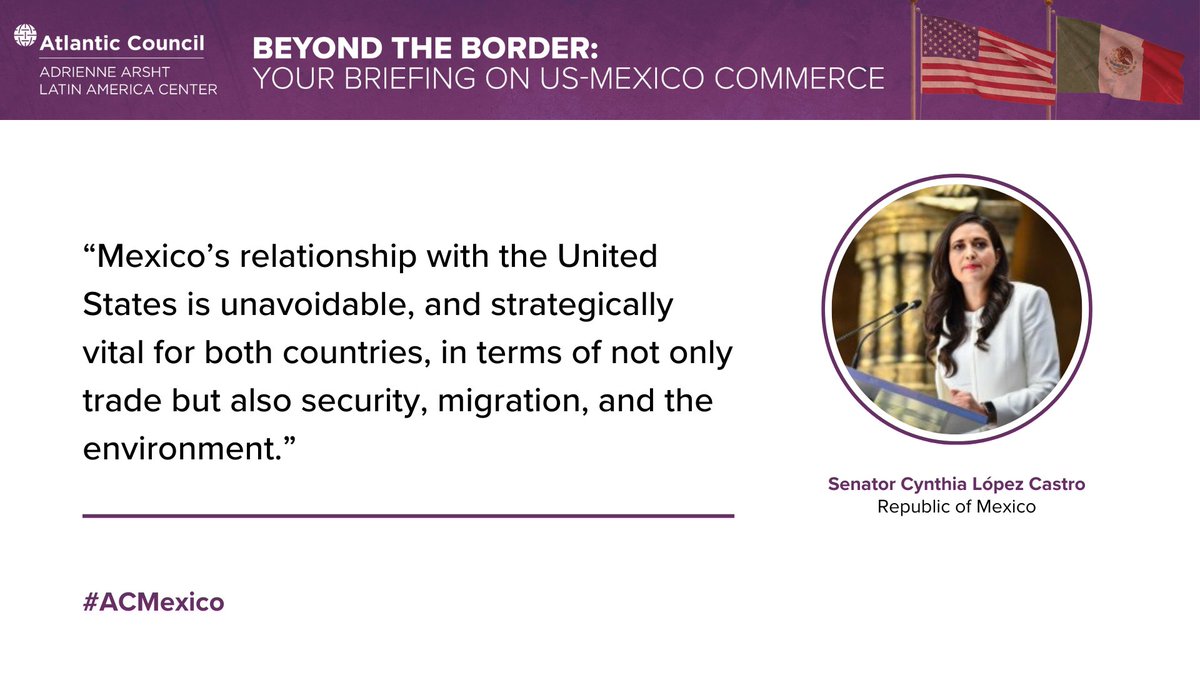ACLatAm's tweet image. Beyond the Border | @cynthialopezc1 comments on the importance of US-Mexico relationship. #ACMexico Subscribe and read the full newsletter here: atlanticcouncil.org/blogs/beyond-t…